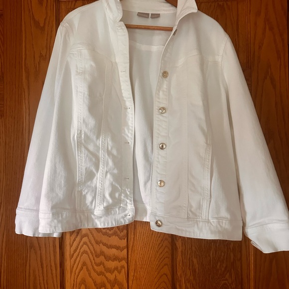 Chico’s Sz 3 White Denim Jacket - Picture 5 of 6